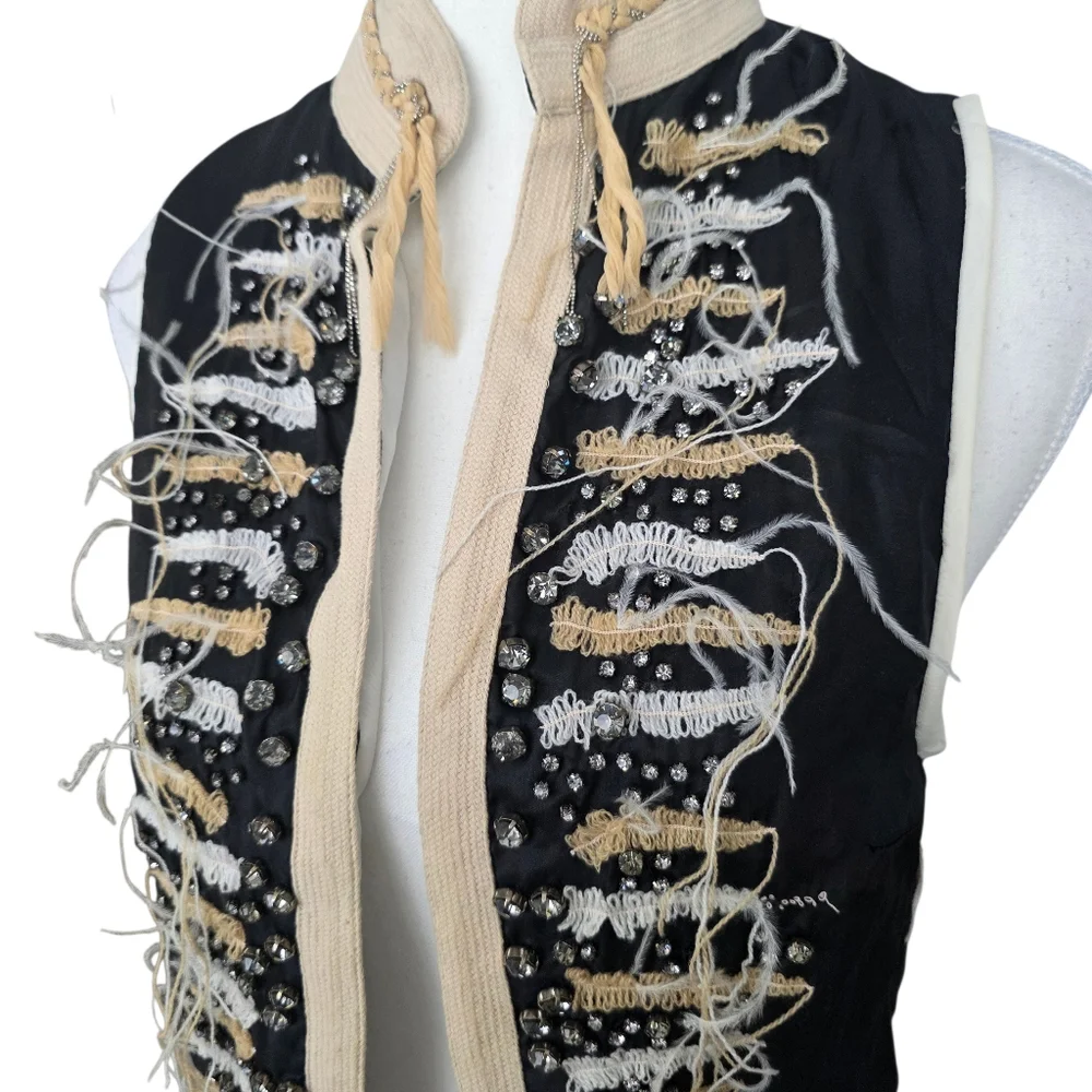 Zadig & Voltaire Silk Rhinestone and Embroidery Vest Size Small - Picture 3 of 9